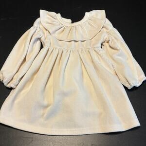 RACHEL ZOE Baby Girl Dress 18M Cream Corduroy Long Sleeve Ruffle Collar